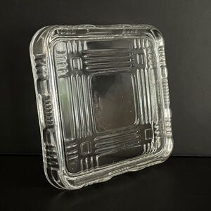 Vintage Hazel Atlas Criss Cross LID 4" Square Cear Glass Refrigerator Dish Lid